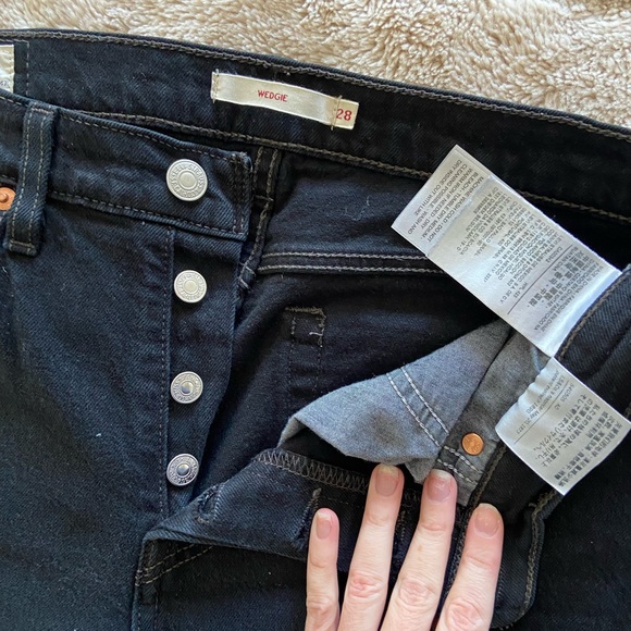 LEVI’S Wedgie denim jeans black size 28 - Picture 8 of 9